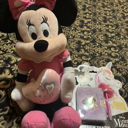 Valentines Plush Minnie Mouse With Diary And Pen 