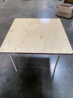 36” Square Commercial Folding Card Table – Natural plywood table Top  Solid plywood table top makes it much stronger than blow mold plastic tables  Co