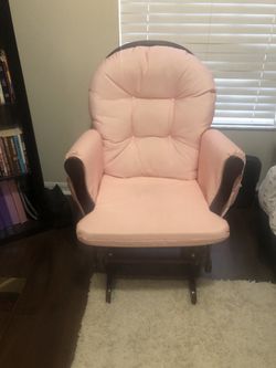 Rocking chair with ottoman, dark brown wood, like a new.
