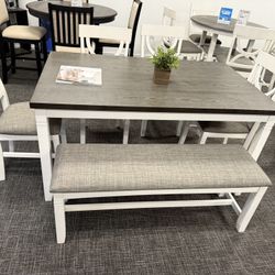 6pc Gray Dining Table Set – Free Delivery / Juego de Comedor Gris de 6 Piezas – Entrega Gratis