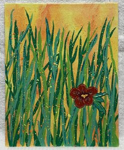 Flowers Reaching to the Sky In Springtime, Floral Art, Original Painting 8 x 10