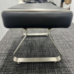 Leather and Metal Foot Stool Side Table