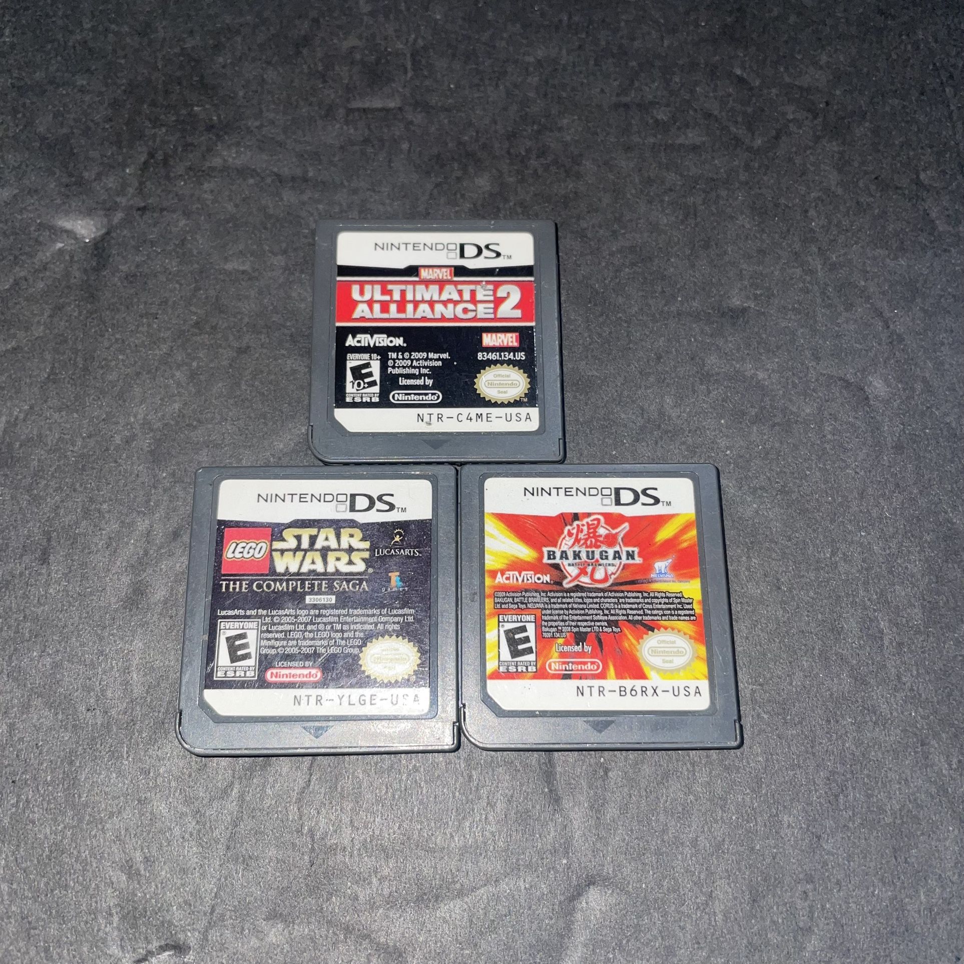 Nintendo DS Video Game Bundle Of 3 Ultimate Alliance 2 Bakugan Lego Star Wars 