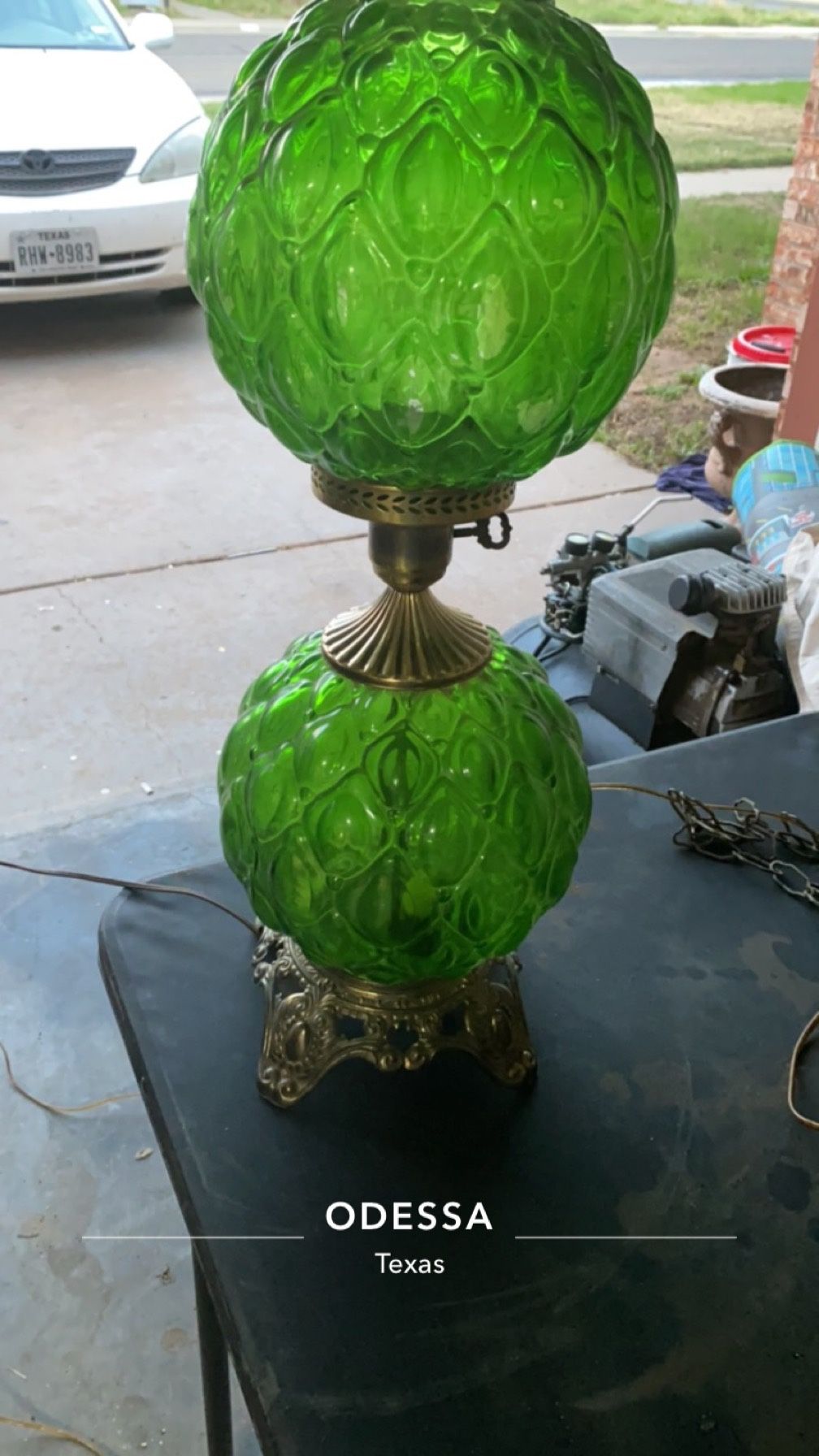 Vintage Green Globe Lamps