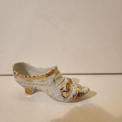 Antique Vintage Victorian Hand Painted Glass Shoe Collectible 