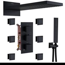 Thermostatic Shower System in Black Wall Mounted Shower Head with Handheld New  Black 19L And Nickel 19B  $150