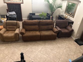 2 Chairs & Reclining Sofa (Selling Together)