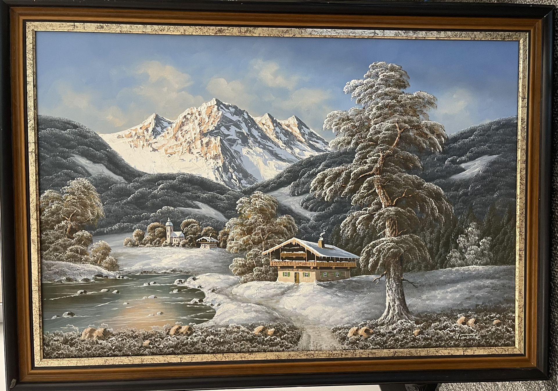 Vintage German Landscape Oil Painting By Artur Franke