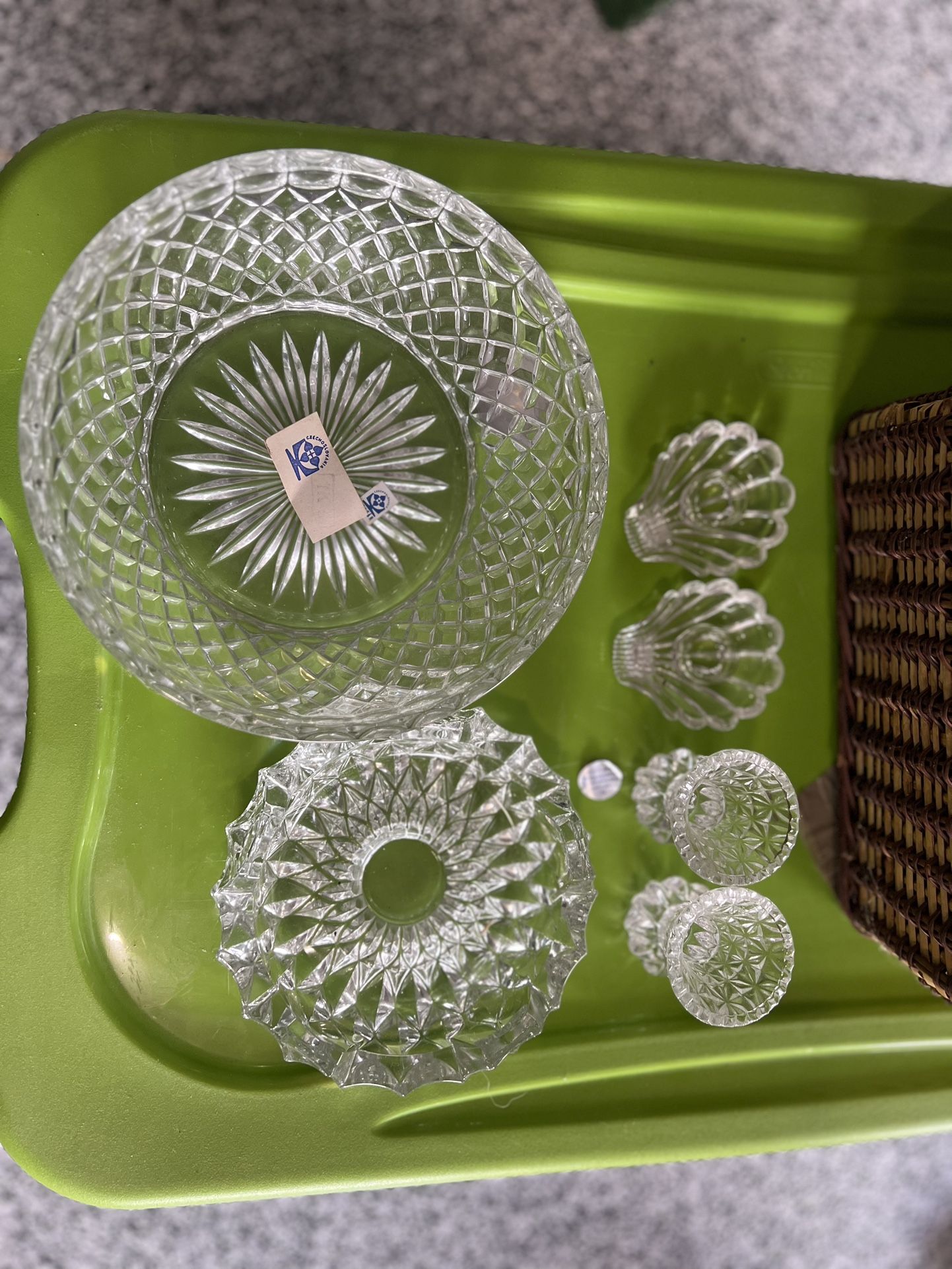 Crystal Bowl Ashtray And Candle Holders