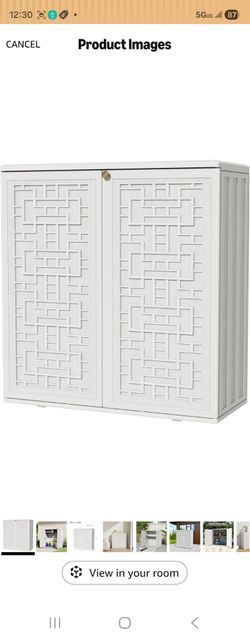 Outdoor Storage Cabinet Waterproof, Resin 62 Gallon Deck Box for Patio Furniture Cushions, Garden Tools, Pool Tools and Kids’ Toys (Off White with 1 S