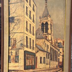 Painting of the Church of Saint-Séverin in Paris, Maurice Utrillo style. "21x27"