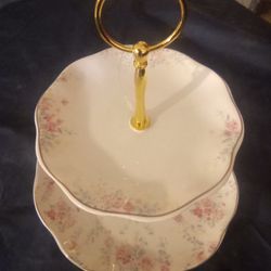 1920s Victorian Rose 2-Tier Cake Stand