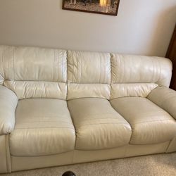 White Top Grain Leather 3-seater Sofa