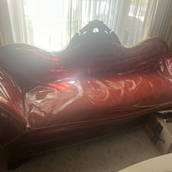 French Provincial Sofa-Red Velvet