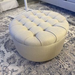 Noelle Upholstered Ottoman (Cream Color)