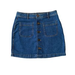 a.n.a Women’s 28 (6) Blue Denim Midi Button Up Jean Skirt
