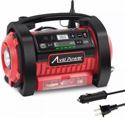 ⛽🔋Avid Power Tire Inflator Air Compressor 12V DC 110V AC Dual Power Tire Pump 
