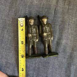 Two Antique Metal Army Figurines