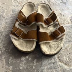 Brown Birkenstock Sandals  shearling 
