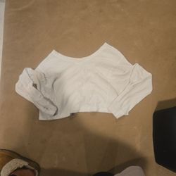 White Cropped Long Sleeve Off The Shoulder Top