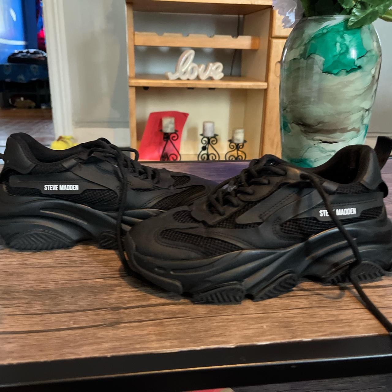 steve madden, black, chunky sneakers