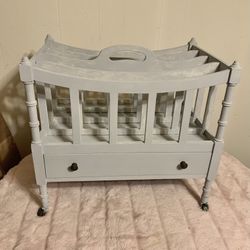 Vintage Wood Rolling Record/Magazine Holder