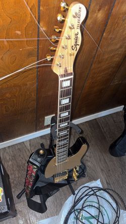 Squier Telecaster Electric Guitar Black Gold 40th anniversary