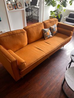 Orange sofa.
