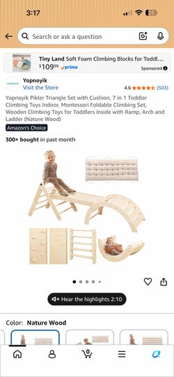 Pikler triangle set wooden Montessori climbing set