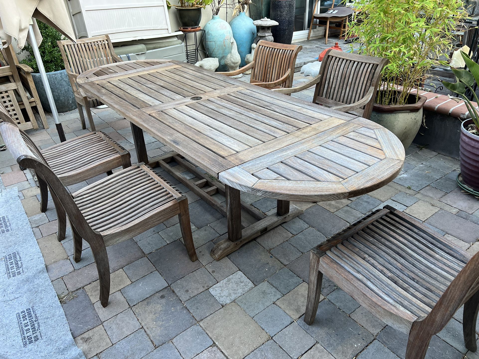 Smith And Hawken Teak Outdoor Patio Table And Matching Chairs