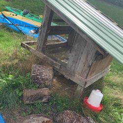 Nice Old Chicken Coop Easy To Tow Around With Lawn Mower