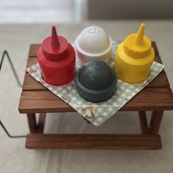 Mini Picnic Condiment Set with Wooden Table