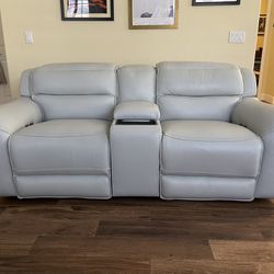 Italian Leather Loveseat - Power Recline, USB Ports And Wireless Charger