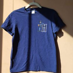 Navy Blue crew Neck Short Sleeve top t tee shirt graphic print Women's Size S Small