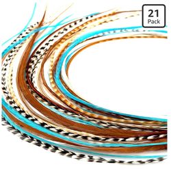 21 Natural & Turquoise Color Hair Extensions