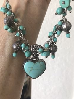 Silver and turquoise heart shape Necklace