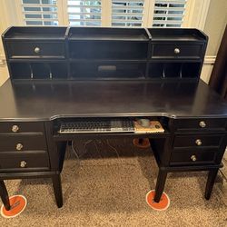 Espresso Brown Wood Desk with Hutch