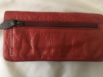 Genuine Fossil red leather wallet purse