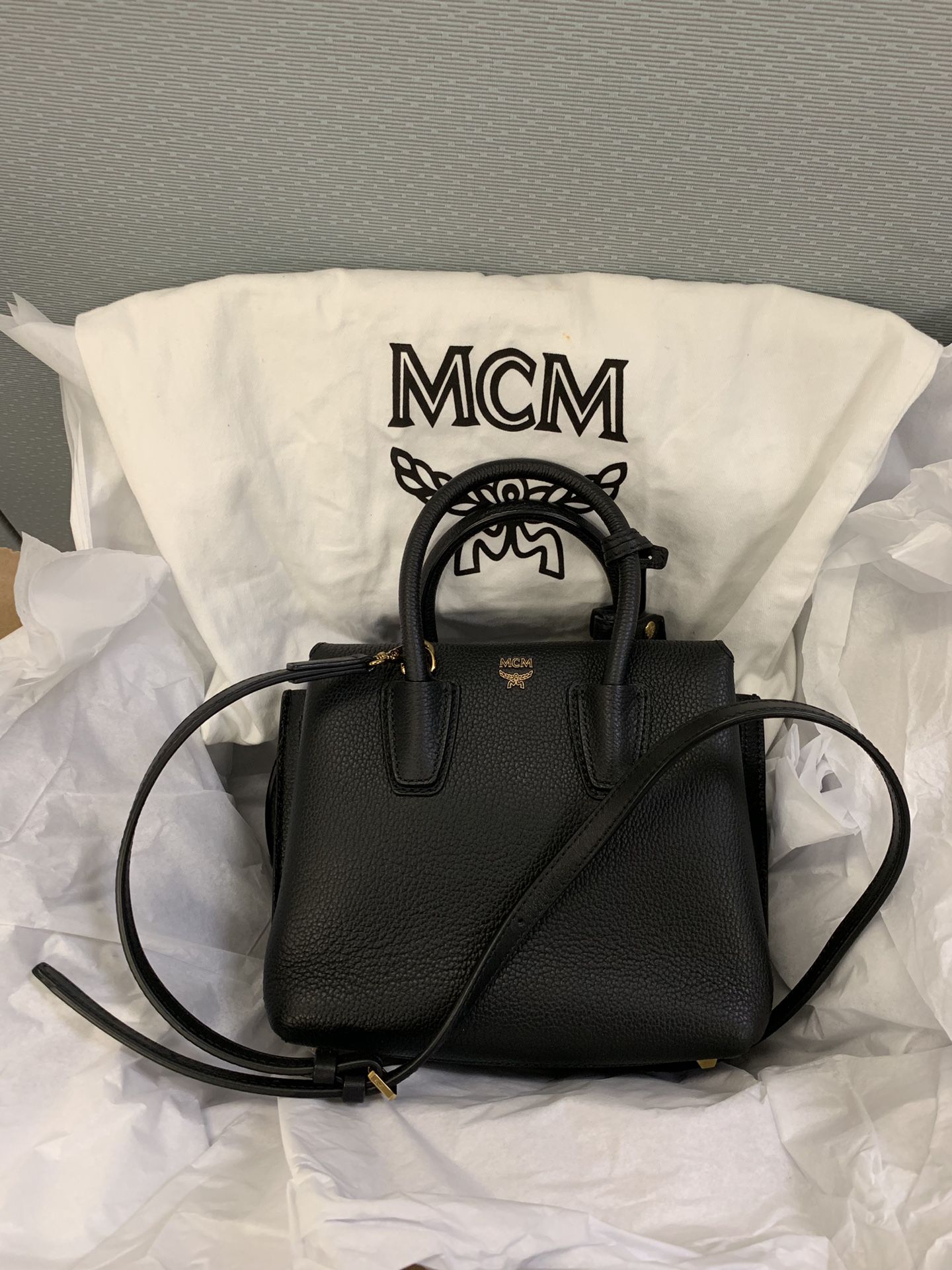 NEW MCM Milla Mini Leather Tote Bag Black Crossbody Dust Bag included