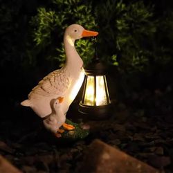 Solar Lights Decoration Outdoor Cute Duck Statue Solar Spot with Solar Panel Waterproof for Garden Paths Yard Sidewalks Gift 