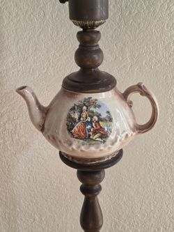 Vintage Antique Tea Kettle Floor Lamp.