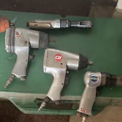 Air Tool Lot: Impact Wrenches, Air Hammer, Ratchet & Sander