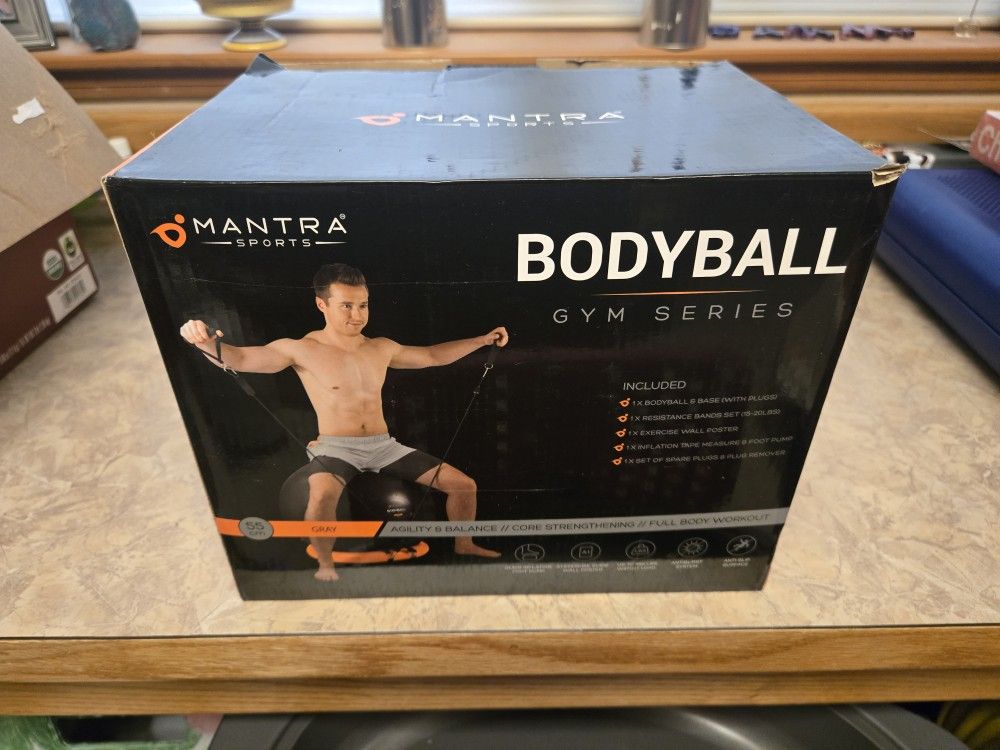 MANTRA SPORTS Yoga Exercise BodyBall Chair and Bands, brand new