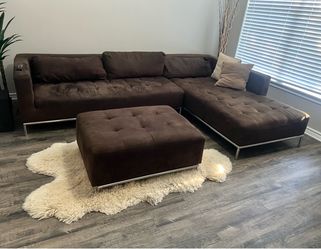 Brown Sofa Sectional with Ottomon