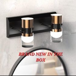 Bathroom Light Fixtures 12 inch LED Vanity Lights Refined Crystal Clear Cylinder Design Lampshade Black and Bronze 4000K Wall Light Fixtures