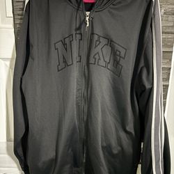 Nike Vintage XL Hoodie Men’s Full Zip Swoosh Spellout Streetwear Gray Fleece