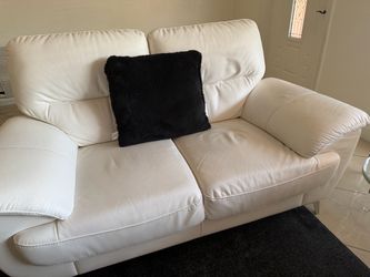 White leather couch set