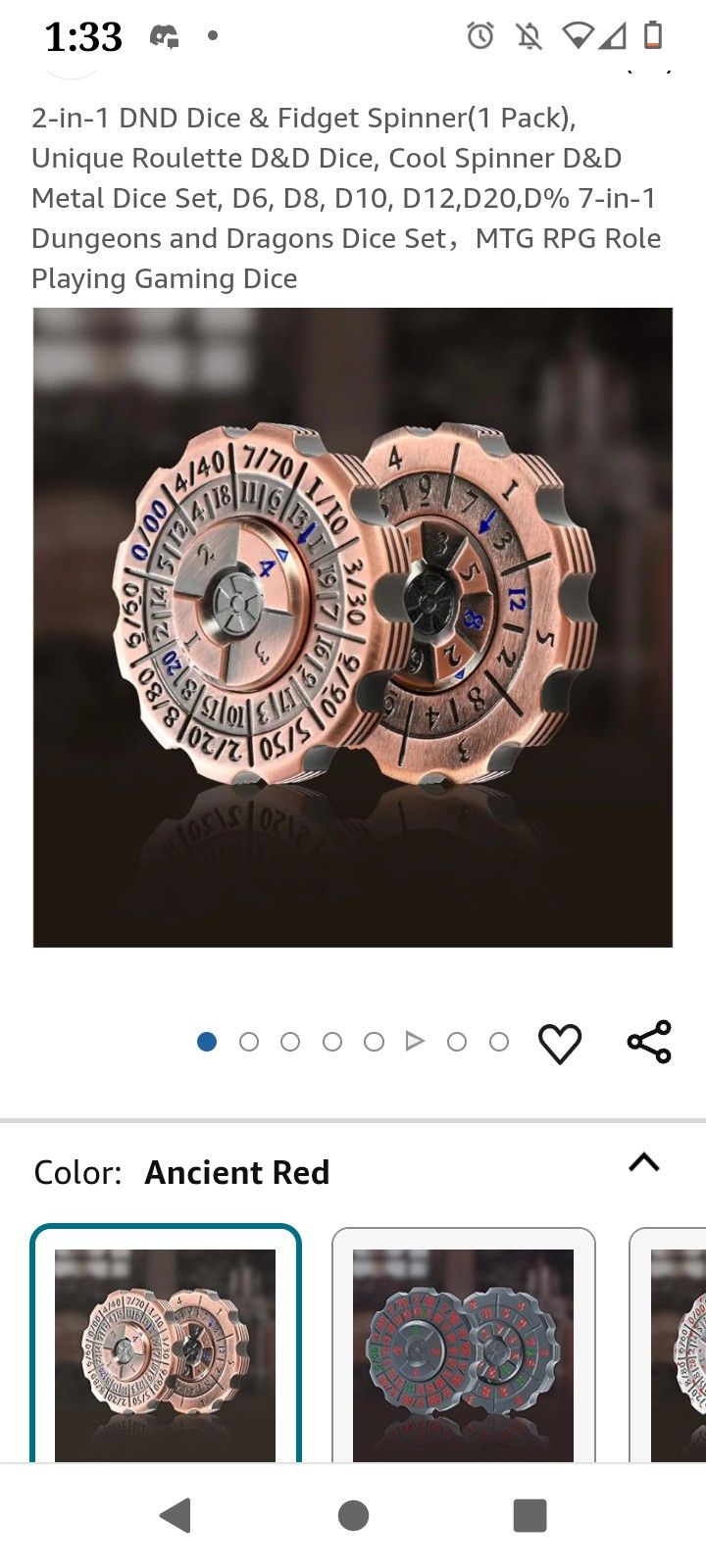 D N D  2 In 1 Dice - Fidget Spinner In Case