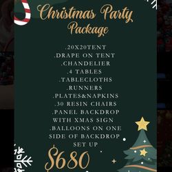Christmas Party Package Tent With Drape Backdrop 