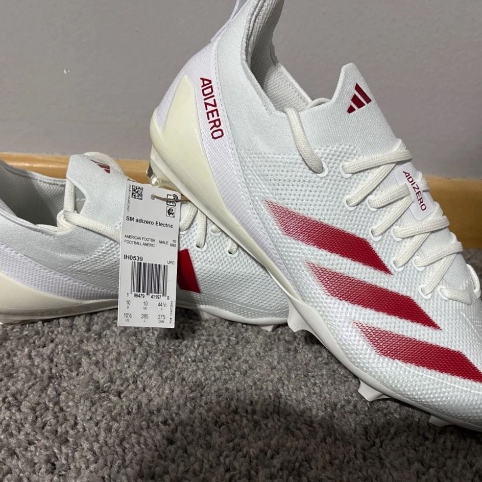 NEW SM Adidas Adizero Electric + Football Cleats White Red 